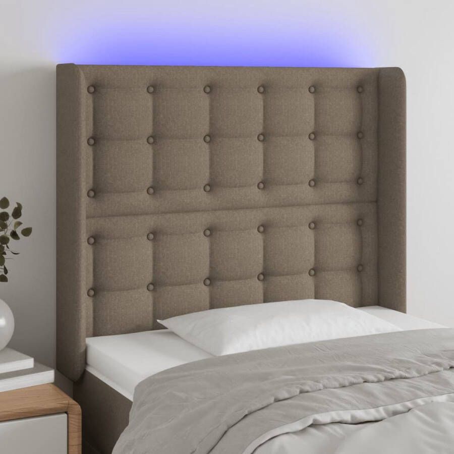 The Living Store Hoofdbord LED 93x16x118 128 cm stof taupe Bedonderdeel