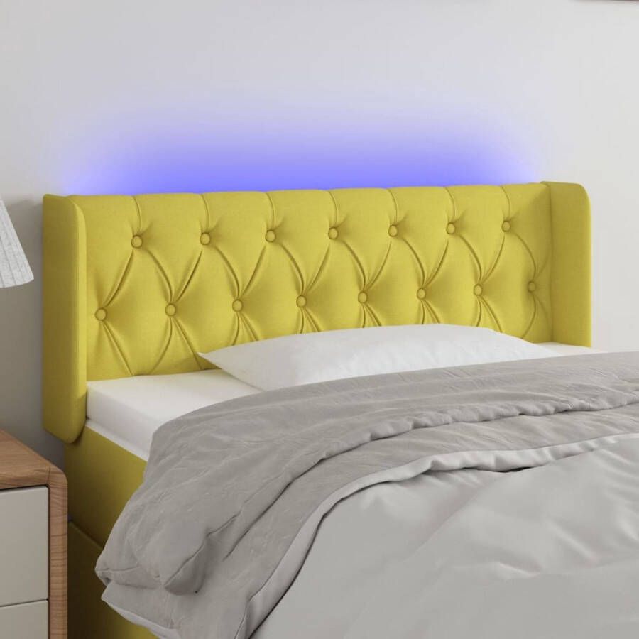 The Living Store Hoofdbord LED 93x16x78 88 cm stof groen Bedonderdeel