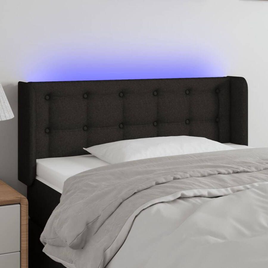 The Living Store Hoofdbord LED 93x16x78 88 cm stof zwart Bedonderdeel