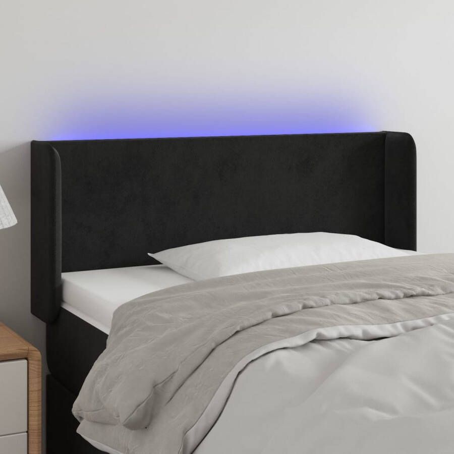 The Living Store Hoofdbord LED Bedaccessoires 83 x 16 x 78 88 cm Zacht fluweel Kleurrijke LED-verlichting Verstelbare hoogte Hoofd Bord Led Verlichting Hoofdbord Zwart Velvet Hoofdbord Slaap Kamer Decoratie - Foto 2