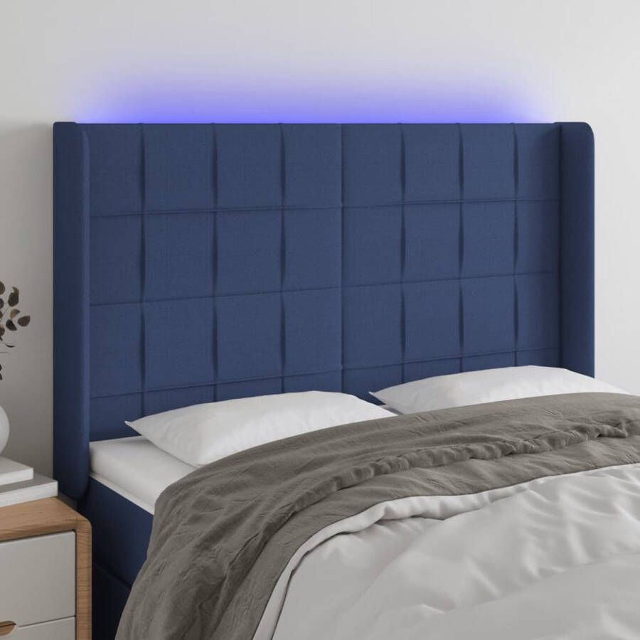 The Living Store Hoofdbord LED Blauw 147x16x118 128 cm Verstelbaar