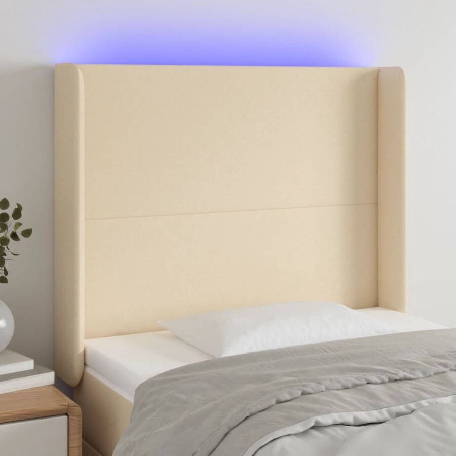 The Living Store Hoofdbord LED Crème 103x16x118 128 cm Verstelbaar Duurzaam Kleurrijke LED-verlichting