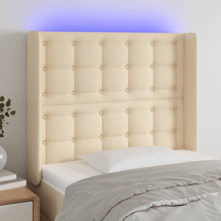 The Living Store Hoofdbord LED-crème 93x16x118 128 cm Verstelbare hoogte Hoofd Bord Led Hoofdbord Crème Hoofdbord Met Verlichting Led Lampen Leeslicht Bed - Foto 2