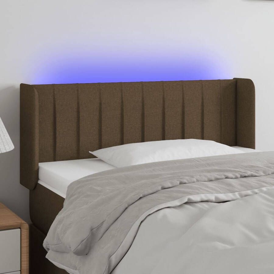 The Living Store Hoofdbord LED donkerbruin 83 x 16 x 78 88 cm verstelbaar en comfortabel