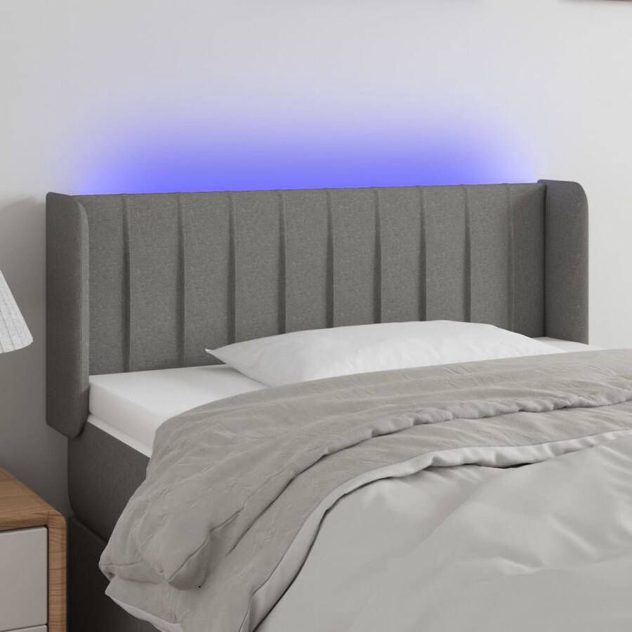 The Living Store Hoofdbord LED donkergrijs 83 x 16 x 78 88 cm verstelbaar ademend schuim inclusief LED-strip