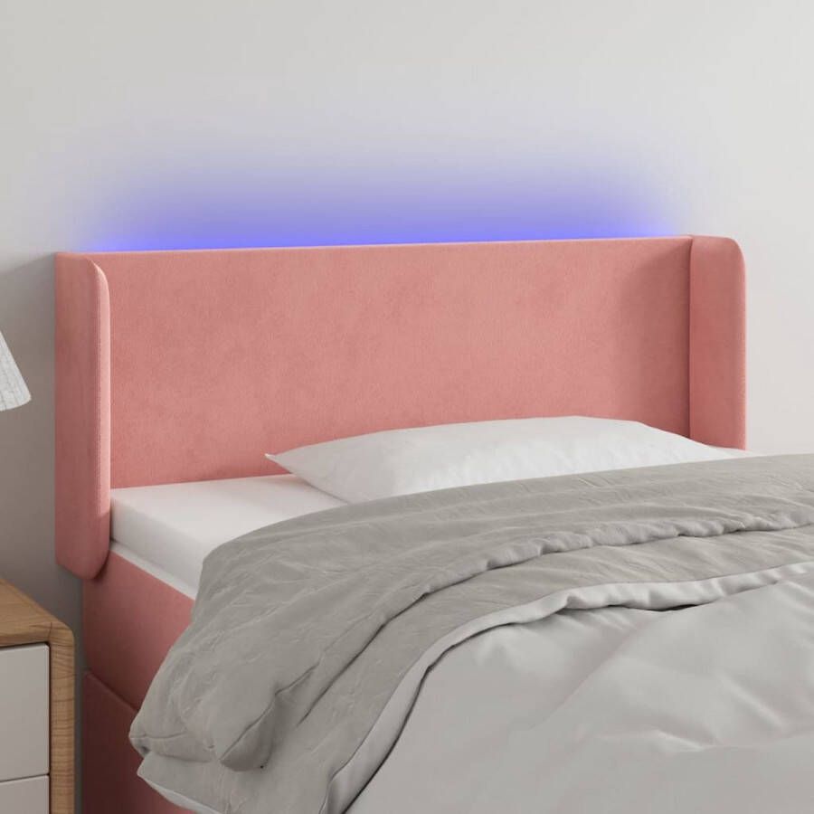 The Living Store Hoofdbord LED fluweel verstelbare hoogte comfortabele ondersteuning snijdbare LED-strip