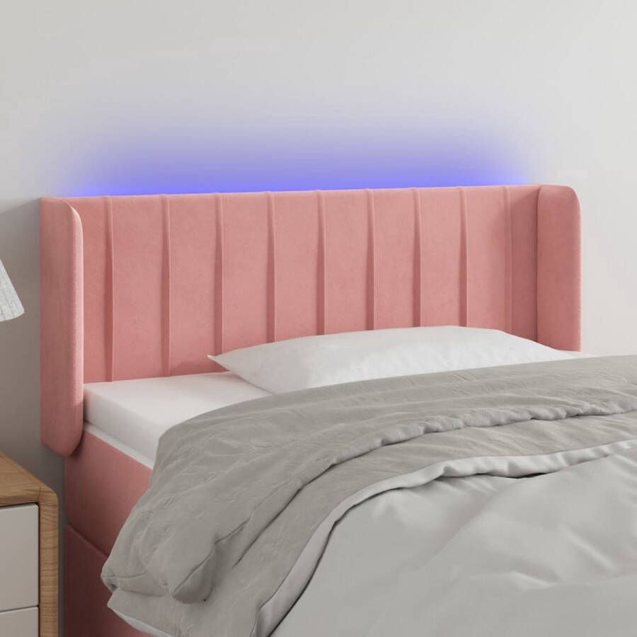 The Living Store Hoofdbord LED- Roze 93x16x78 88cm Fluweel