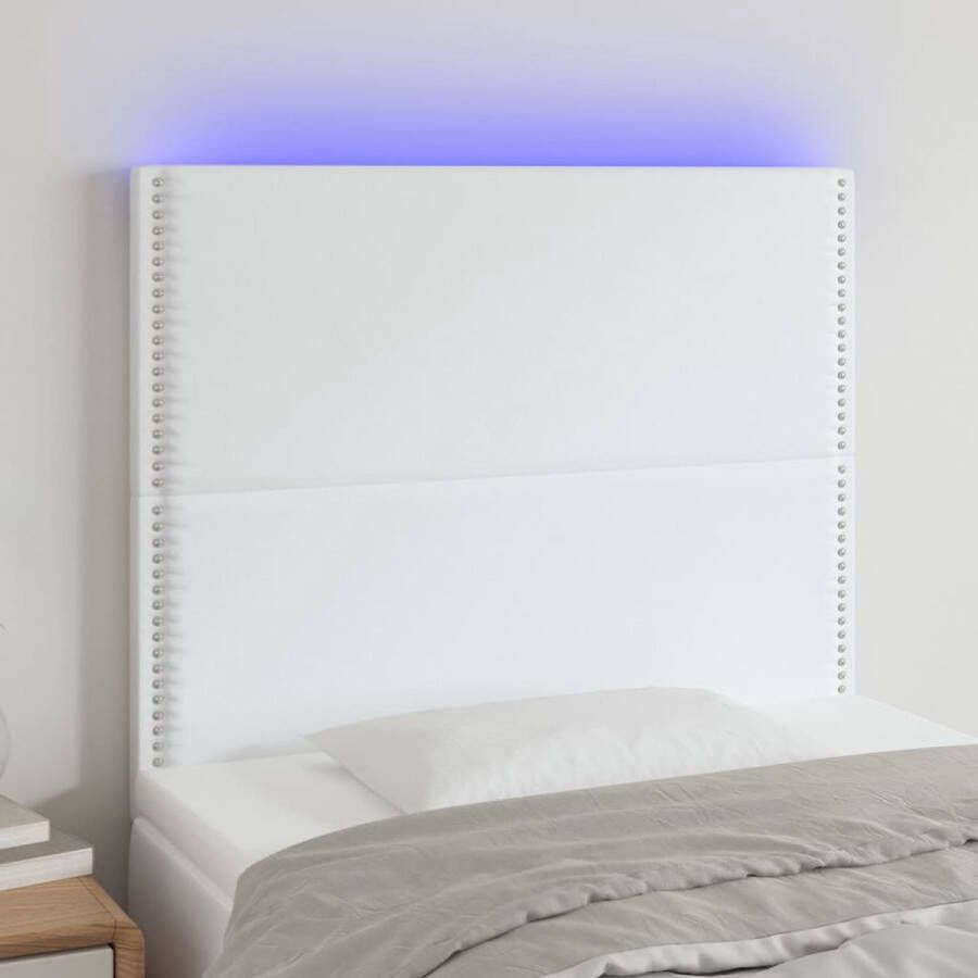 The Living Store Hoofdeinde LED-strip 80 x 5 x 118 128 cm Verstelbaar Kunstleer Hoofd Bord Led Hoofdbord Met Led Hoofdbord Wit Slaap Kamer Decoratie - Foto 2