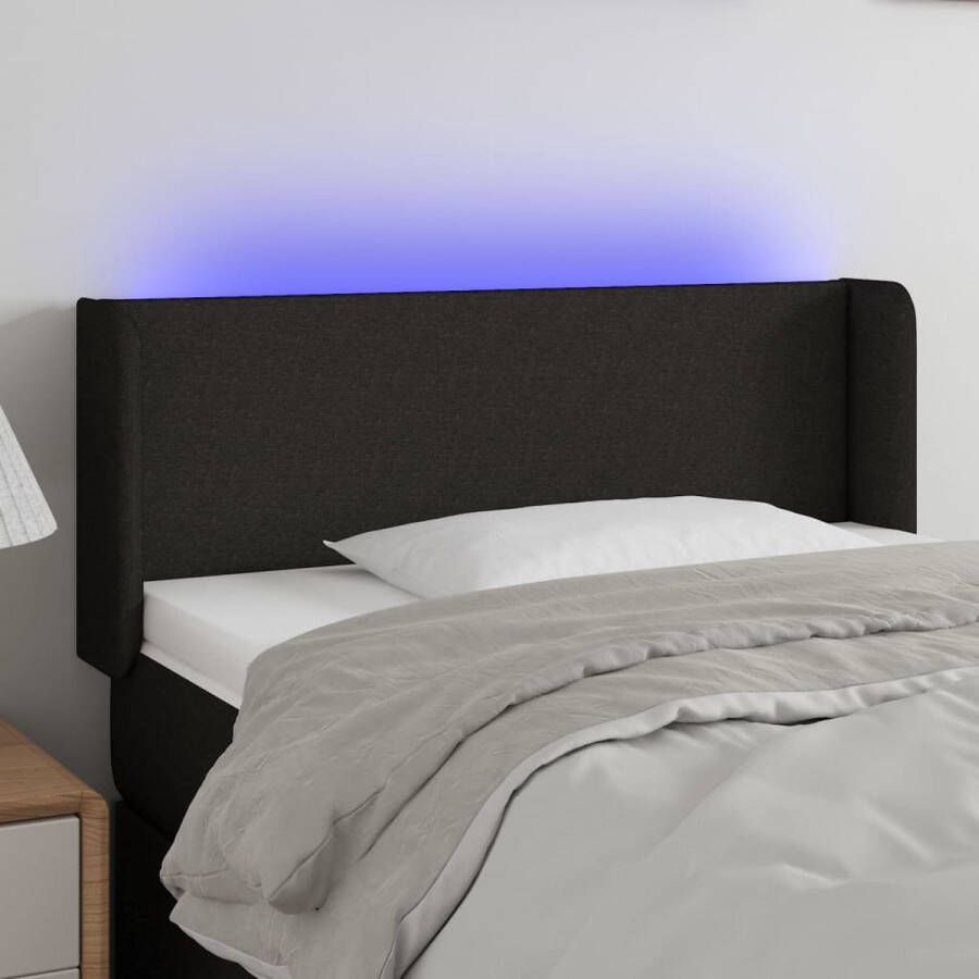The Living Store Hoofdbord LED Verstelbaar Zwart 83x16x78 88cm Duurzaam Comfortabel Snijdbare LED-strip