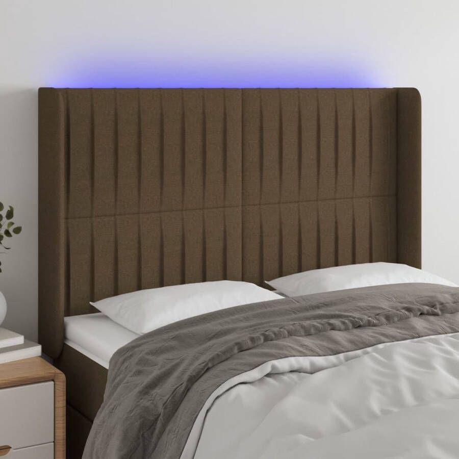 The Living Store Hoofdbord LED Verstelbare Hoogte Comfortabele Ondersteuning Donkerbruin 147x16x118 128 cm