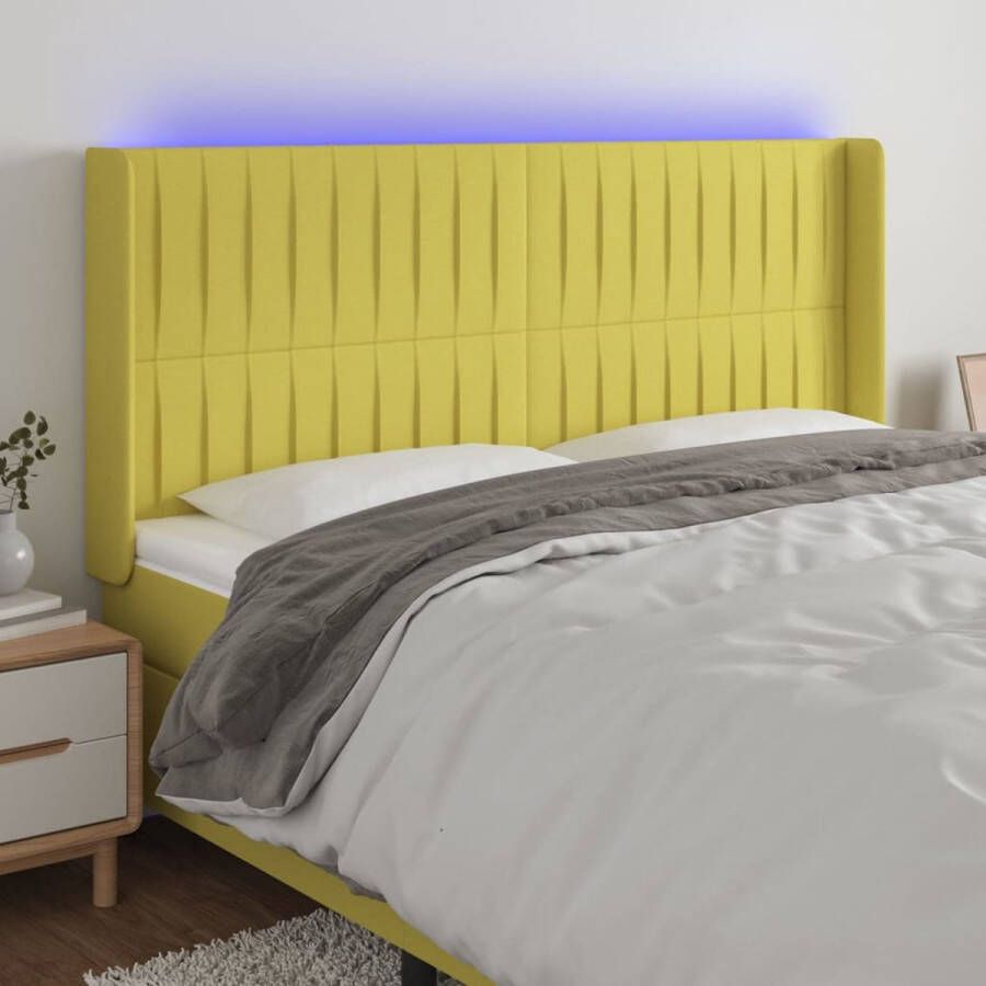 The Living Store Hoofdbord LED Verstelbare Hoogte Comfortabele Ondersteuning Duurzaam Snijdbare LED-strip Groen 163 x 16 x 118 128 cm IP65