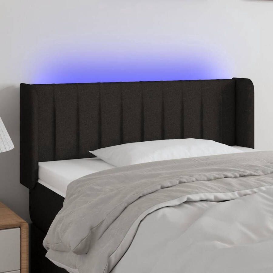 The Living Store Hoofdbord LED Verstelbare hoogte Comfortabele ondersteuning Snijdbare LED-strip Zwart 93 x 16 x 78 88 cm IP65