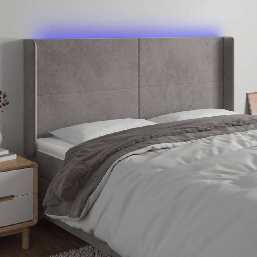 The Living Store Hoofdbord LED Zacht fluweel Verstelbare hoogte Comfortabele ondersteuning Snijdbare LED-strip
