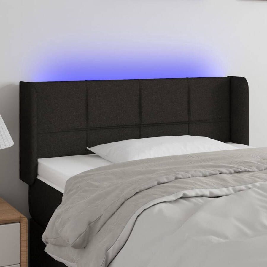 The Living Store Hoofdbord LED Zwart 93 x 16 x 78 88 cm verstelbare hoogte duurzaam materiaal kleurrijke LED-verlichting snijdbare LED-strip