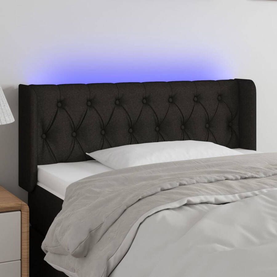 The Living Store Hoofdbord LED Zwart Stof Verstelbaar Comfortabele ondersteuning LED-strip 93x16x78 88 cm