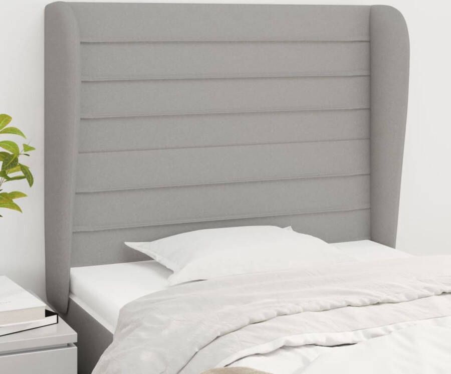 The Living Store Hoofdbord met randen 103x23x118 128 cm stof lichtgrijs Hoofd Bord Hoofdkussen Beddecoratie Slaapkamerstijl Comfortabel Bed