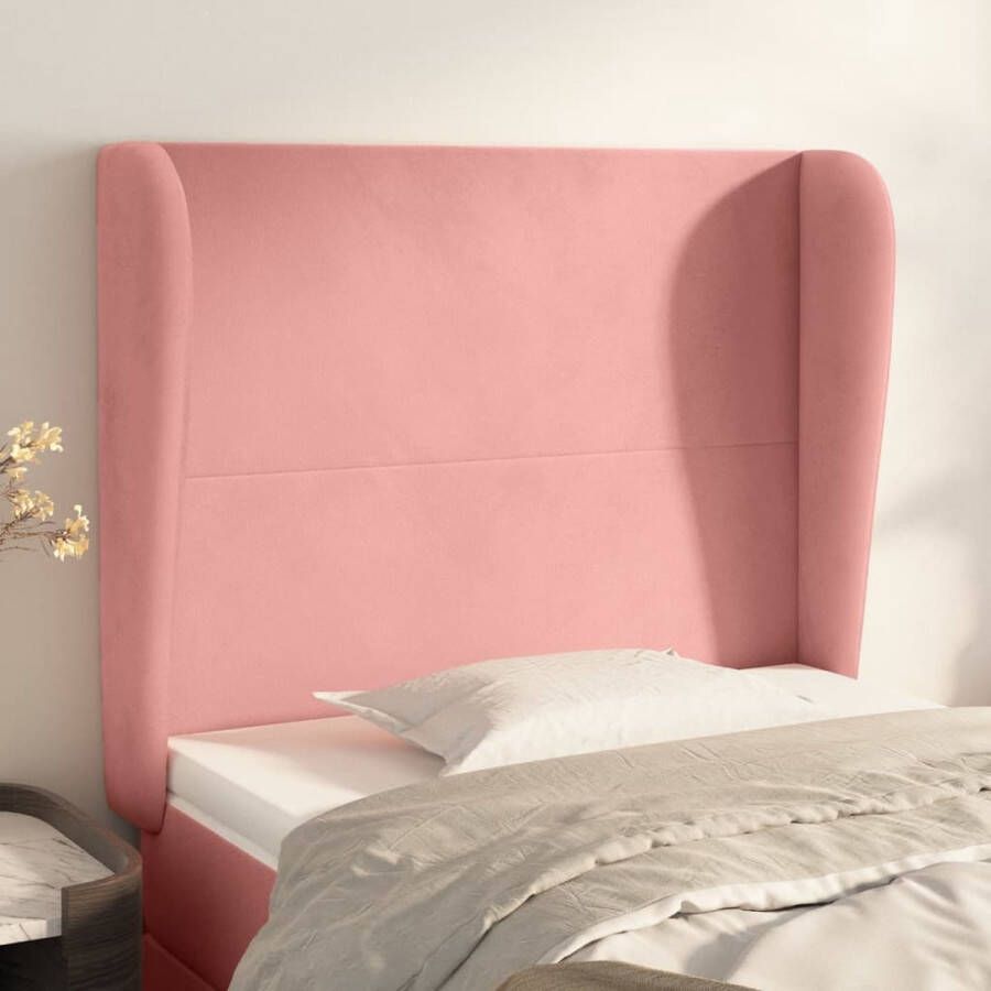 The Living Store Hoofdbord met randen 103x23x118 128 cm fluweel roze Bedonderdeel