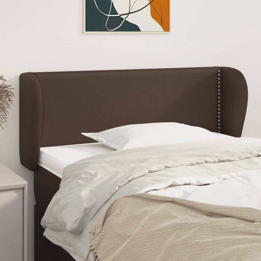 The Living Store Hoofdbord met randen 103x23x78 88 cm kunstleer bruin Bedonderdeel