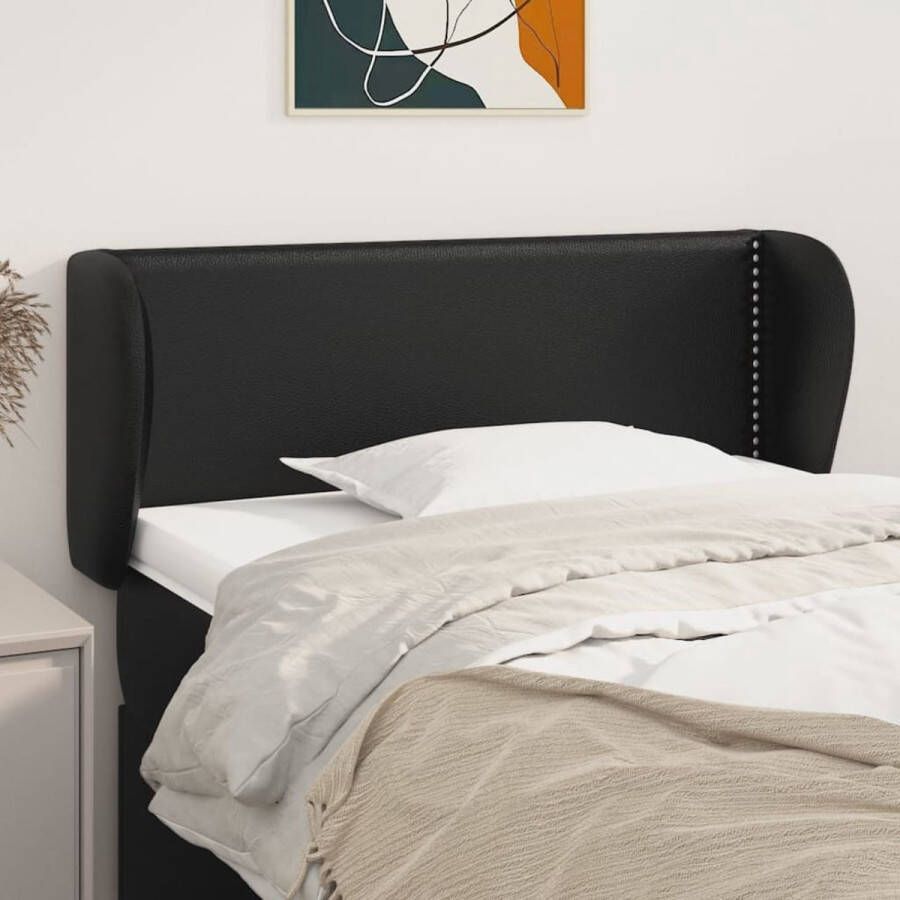 The Living Store Hoofdbord met randen 103x23x78 88 cm kunstleer zwart Bedonderdeel