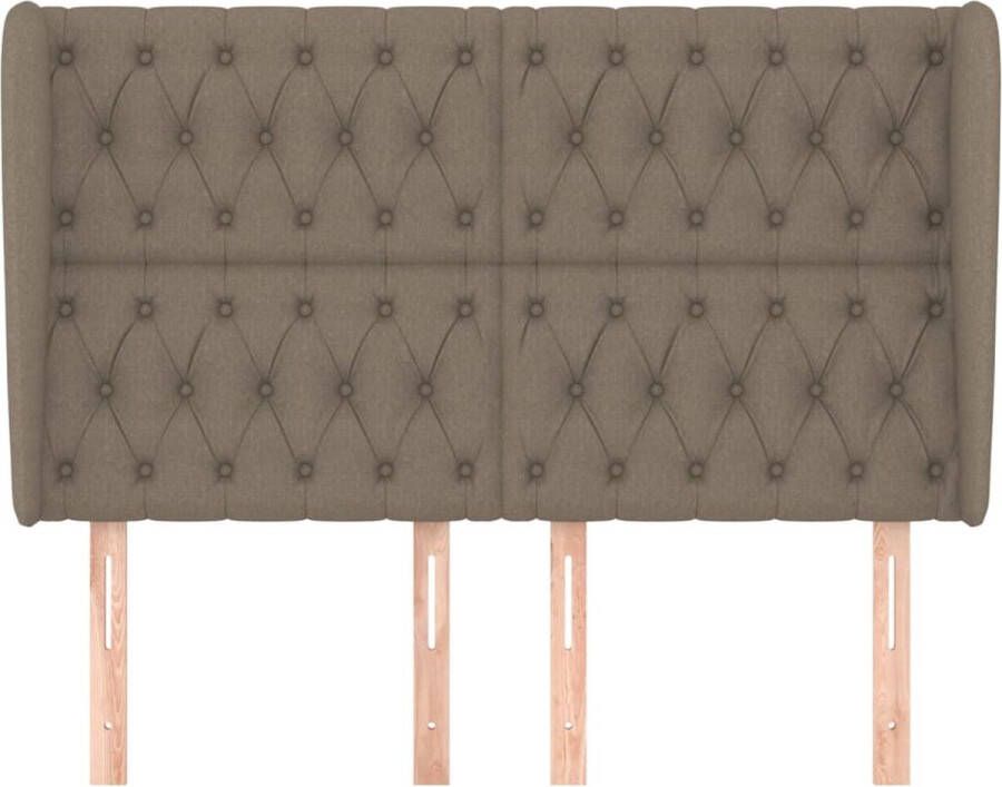 The Living Store Hoofdbord 147 x 23 x 118 128 cm Taupe Kleur Materiaal- Stof bewerkt hout larikshout verstelbare hoogte Hoofd Bord Hoofdkussen Bedkleden Slaapkamers Bedroom Decor - Foto 2