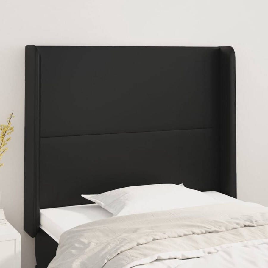 The Living Store Hoofdbord met randen 83x16x118 128 cm kunstleer zwart Bedonderdeel