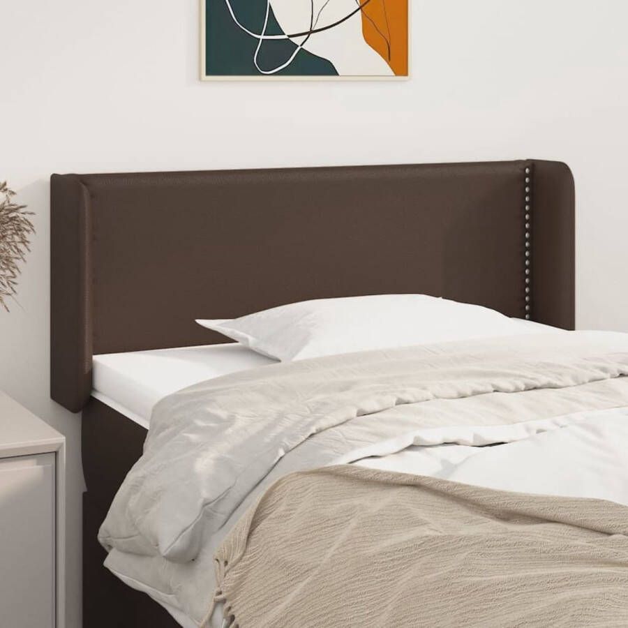 The Living Store Hoofdbord met randen 83x16x78 88 cm kunstleer bruin Bedonderdeel