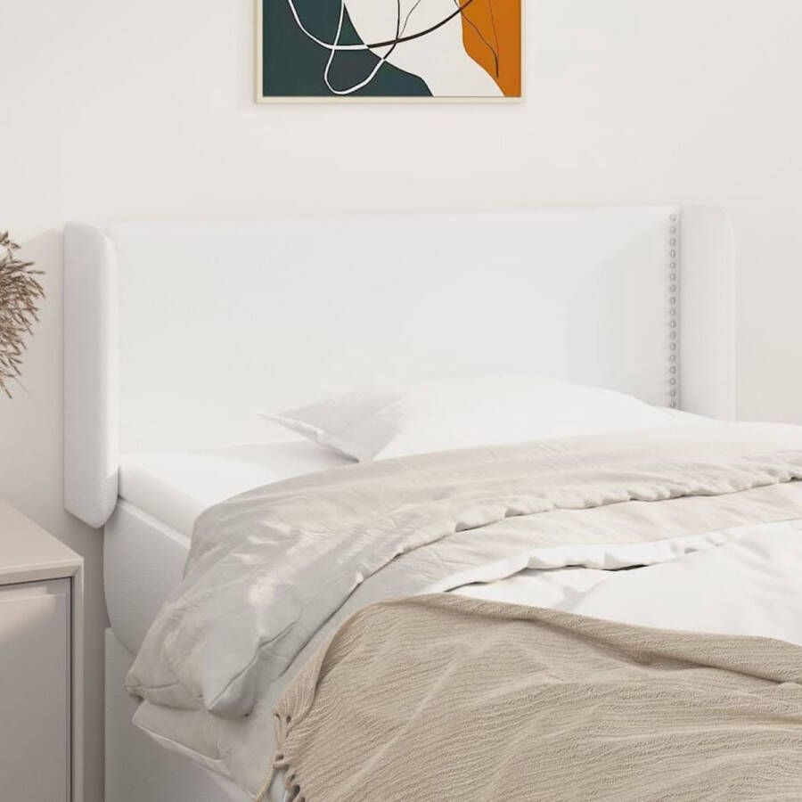 The Living Store Hoofdbord met randen 83x16x78 88 cm kunstleer wit Bedonderdeel