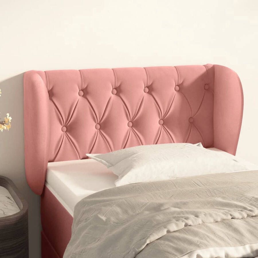 The Living Store Hoofdbord met randen 83x23x78 88 cm fluweel roze Bedonderdeel