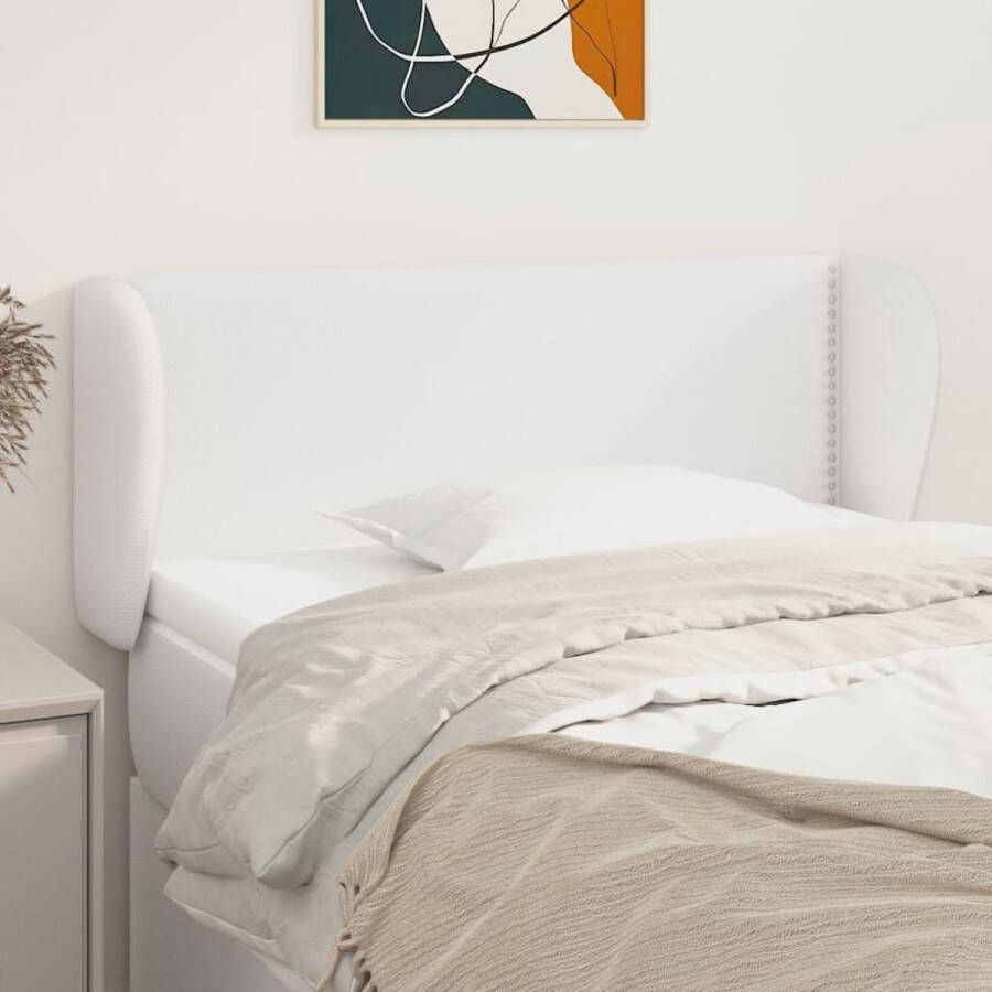 The Living Store Hoofdbord met randen 83x23x78 88 cm kunstleer wit Bedonderdeel
