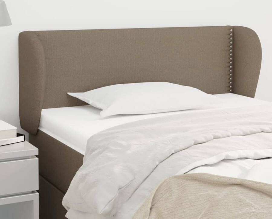 The Living Store Hoofdbord met randen 93x23x78 88 cm stof taupe Hoofd Bord Beddecoratie Hoofdkussen Klassiek Design Taupe - Foto 2