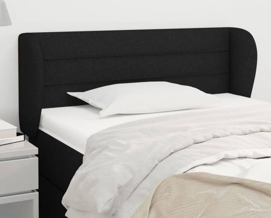 The Living Store Hoofdbord Bed 93 x 23 x 78 88 cm zwart stof- ademend duurzaam materiaal
