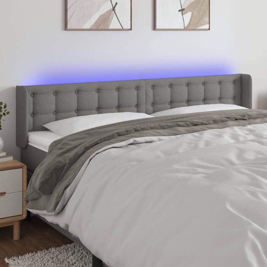 The Living Store Hoofdbord Modern Bedaccessoires 183x16x78 88 cm Duurzaam en verstelbaar Kleurrijke LED-verlichting Snijdbare LED-strip