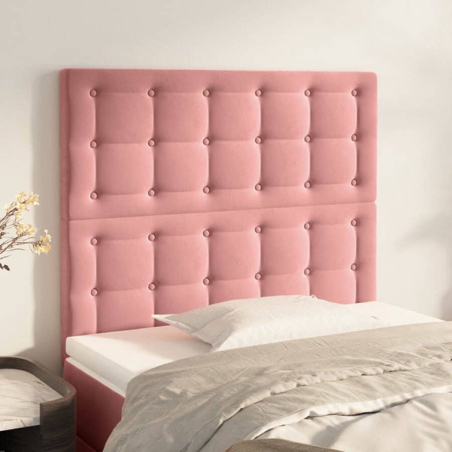 The Living Store Hoofdbord Velvet Decoratief bedaccessoire 90 x 5 x 118 128 cm Roze
