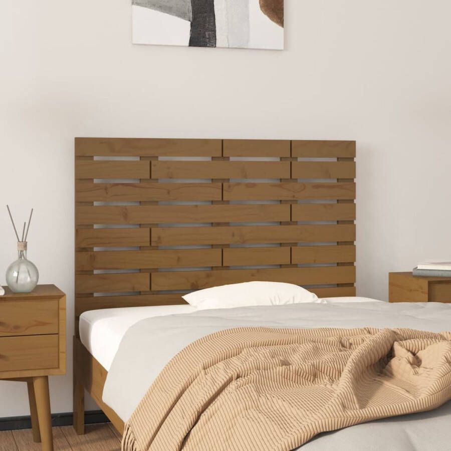 The Living Store Hoofdbord wandmontage 106x3x63 cm grenenhout honingbruin Bedonderdeel
