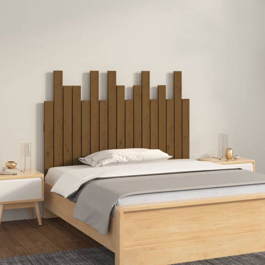 The Living Store Hoofdbord wandmontage 108x3x80 cm grenenhout honingbruin Bedonderdeel