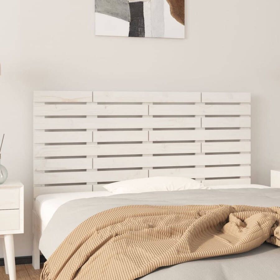 The Living Store Hoofdbord wandmontage 126x3x63 cm massief grenenhout wit Bedonderdeel