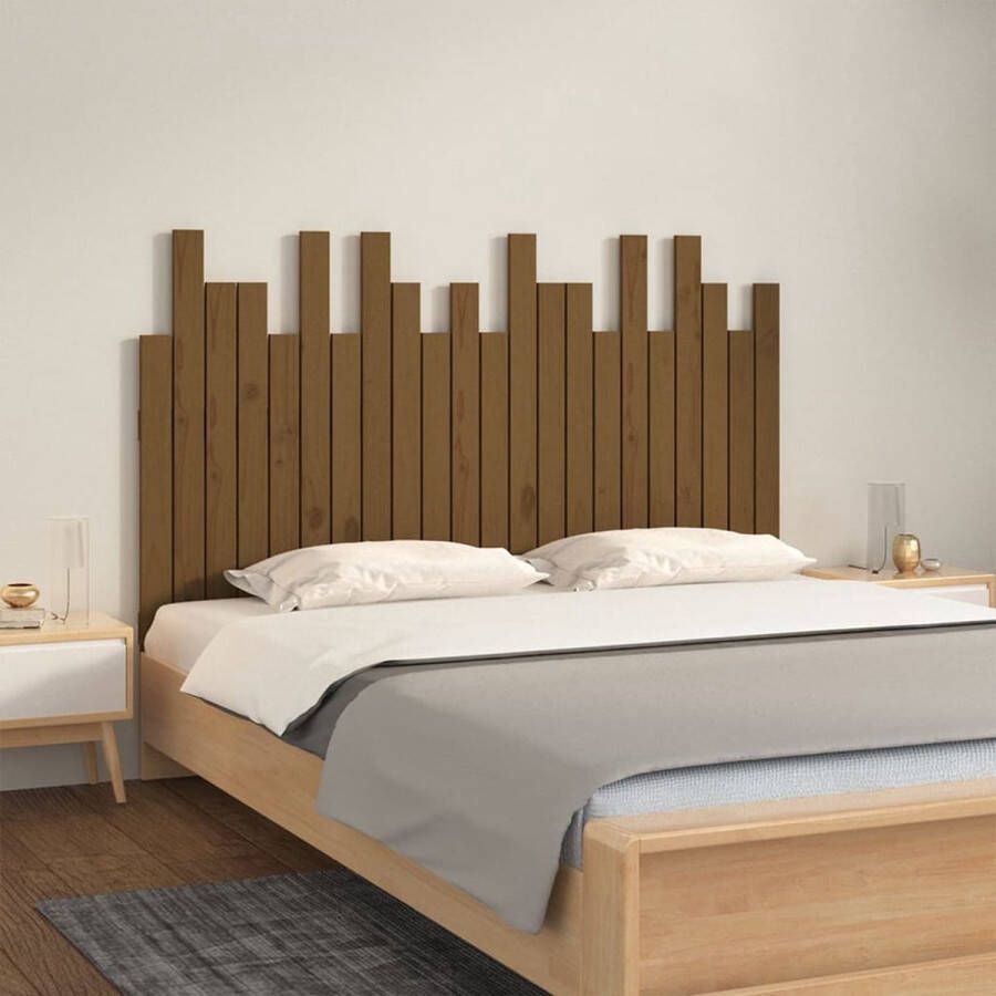 The Living Store Hoofdbord wandmontage 140x3x80 cm grenenhout honingbruin Bedonderdeel