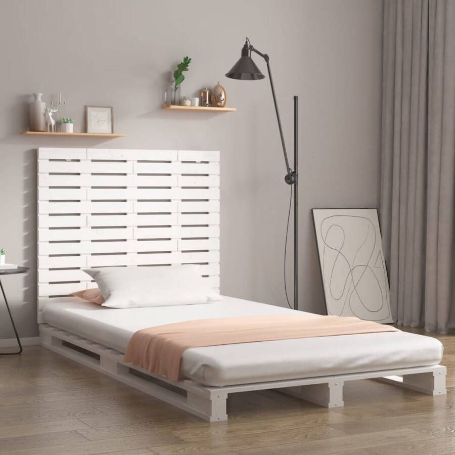 The Living Store Hoofdbord wandmontage 141x3x91-5 cm massief grenenhout wit Bedonderdeel