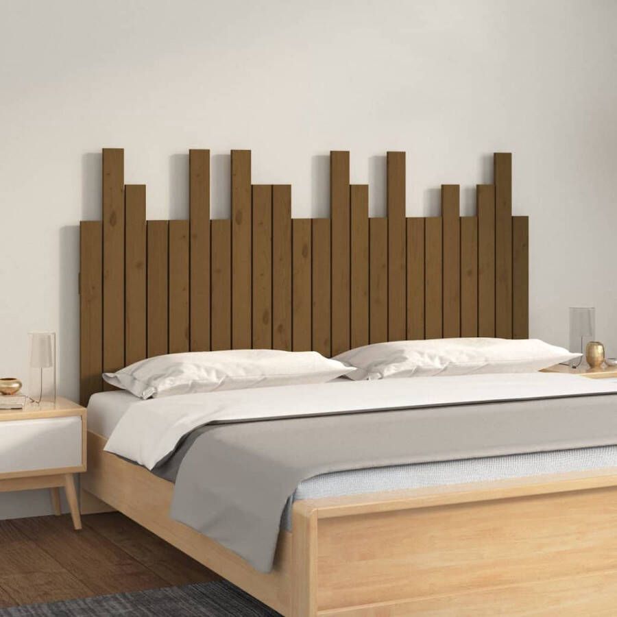 The Living Store Hoofdbord wandmontage 146-5x3x80 cm grenenhout honingbruin Bedonderdeel
