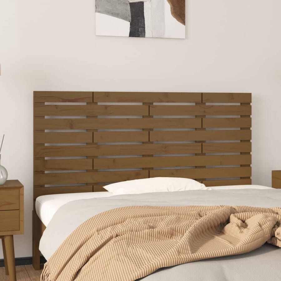 The Living Store Hoofdbord wandmontage 146x3x63 cm grenenhout honingbruin Bedonderdeel