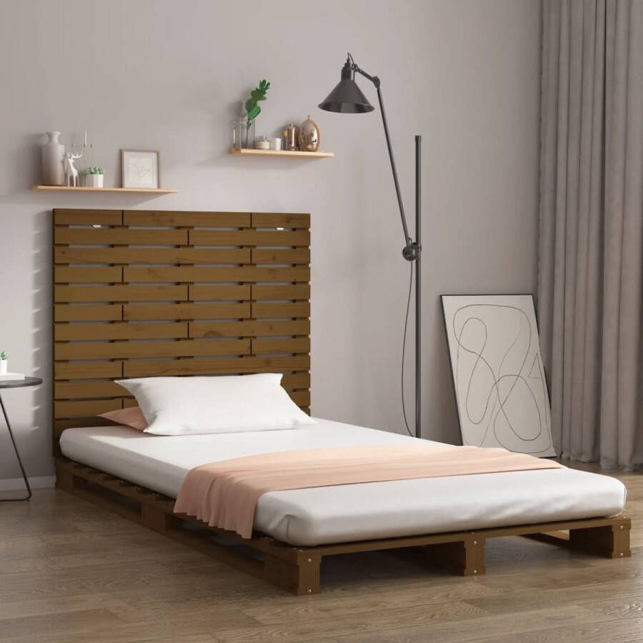 The Living Store Hoofdbord wandmontage 146x3x91-5 cm grenenhout honingbruin Bedonderdeel