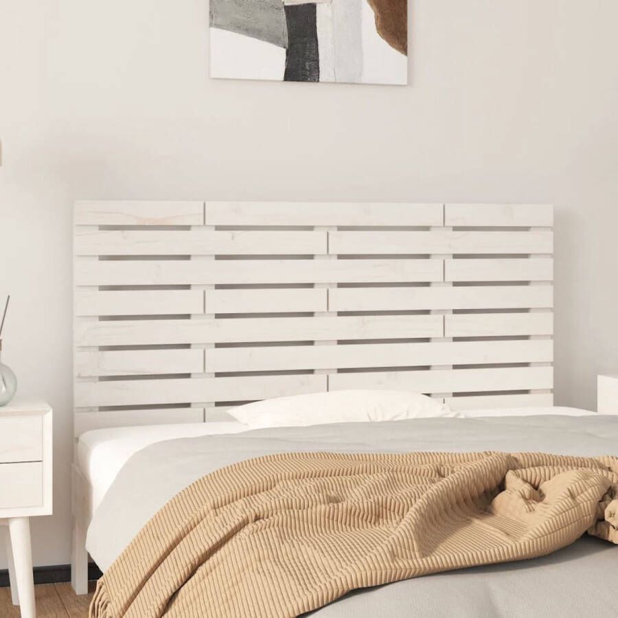The Living Store Hoofdbord wandmontage 156x3x63 cm massief grenenhout wit Bedonderdeel