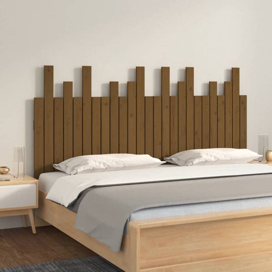 The Living Store Hoofdbord wandmontage 159-5x3x80 cm grenenhout honingbruin Bedonderdeel