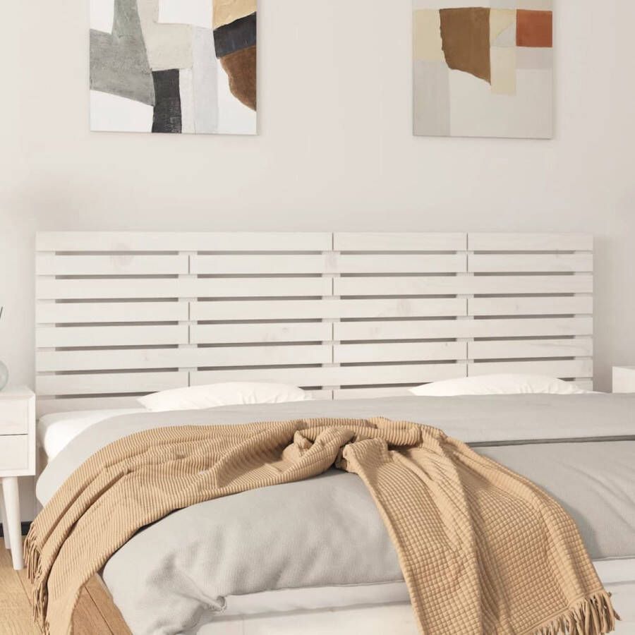 The Living Store Hoofdbord wandmontage 166x3x63 cm massief grenenhout wit Bedonderdeel