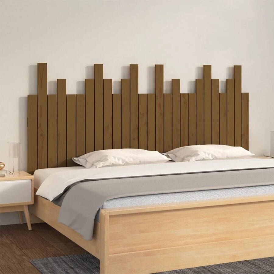The Living Store Hoofdbord wandmontage 166x3x80 cm grenenhout honingbruin Bedonderdeel