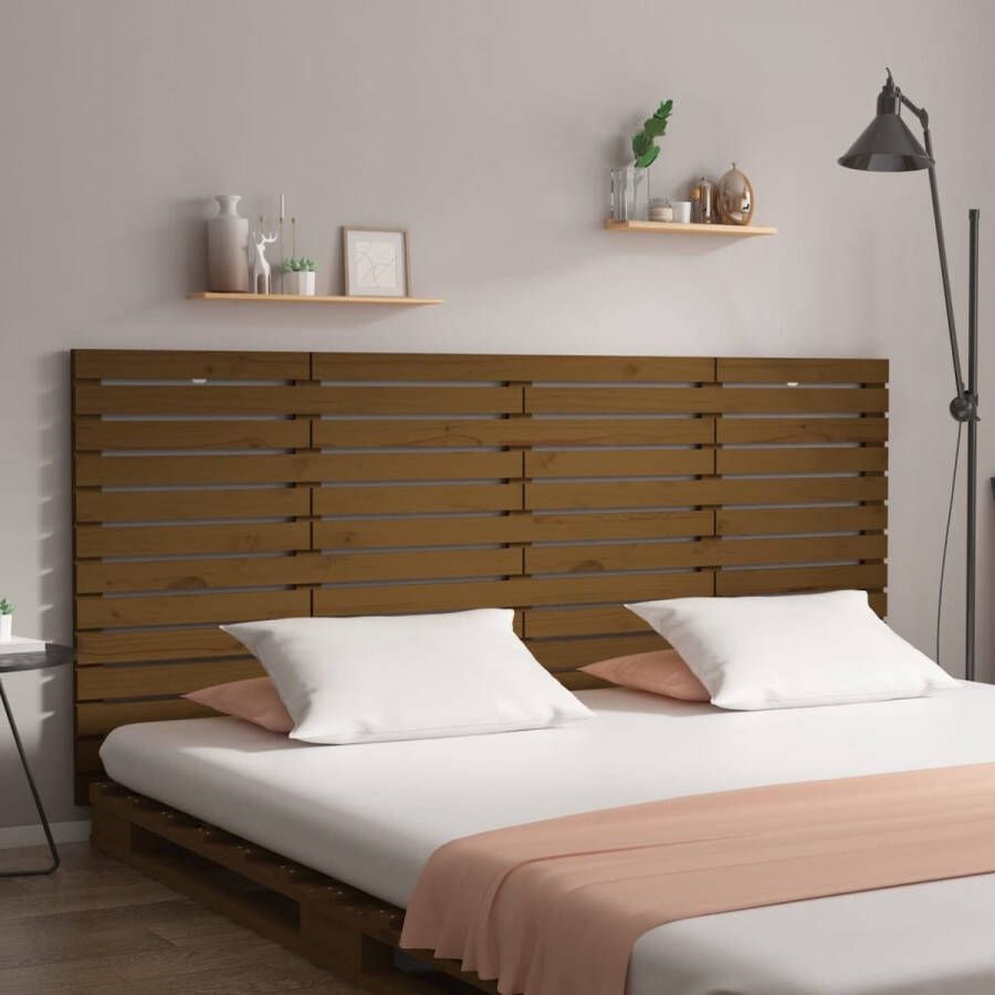 The Living Store Hoofdbord wandmontage 166x3x91-5 cm grenenhout honingbruin Bedonderdeel