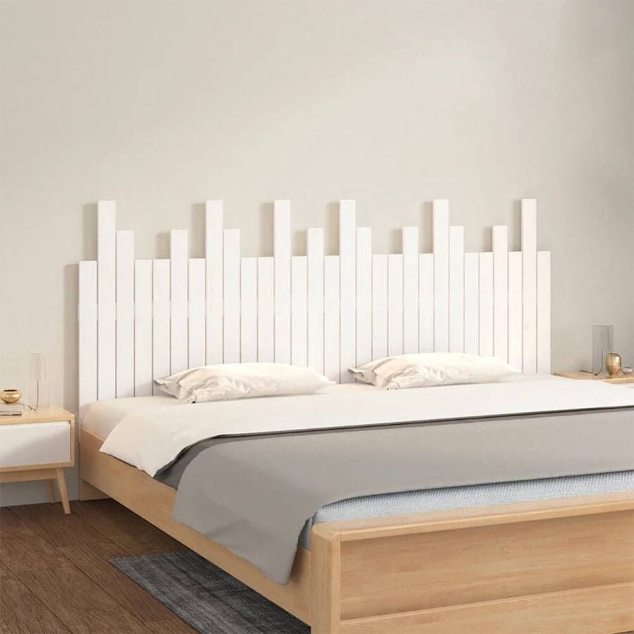 The Living Store Hoofdbord wandmontage 185x3x80 cm massief grenenhout wit Bedonderdeel