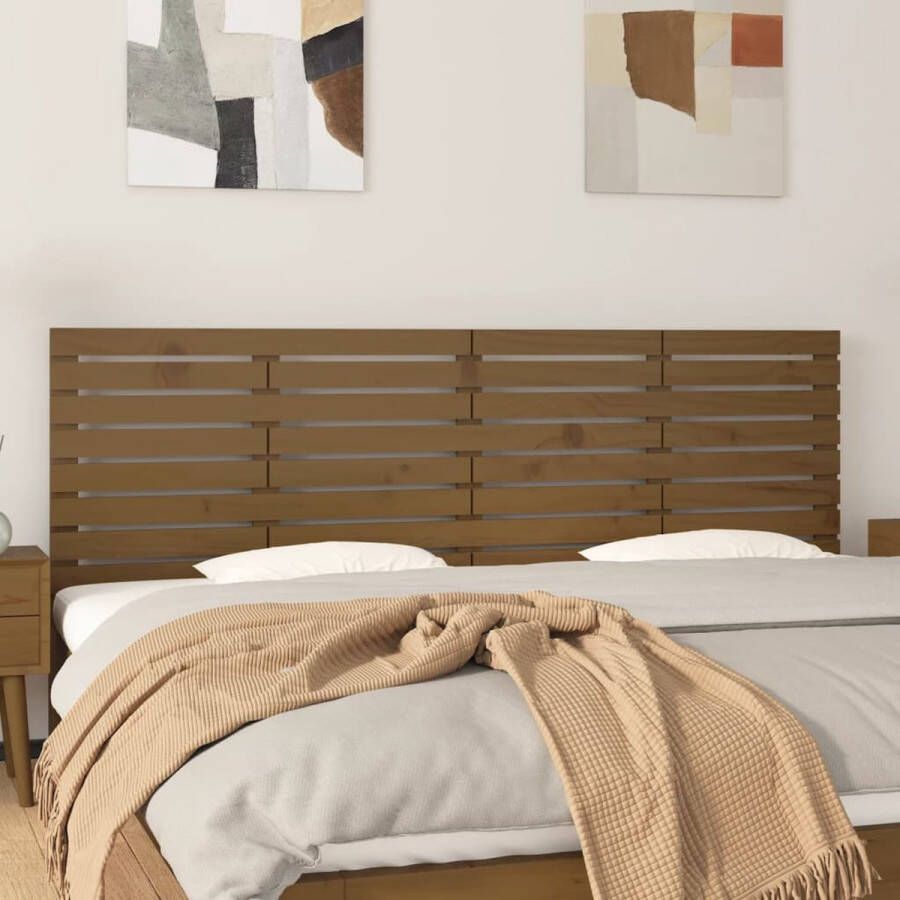 The Living Store Hoofdbord wandmontage 186x3x63 cm grenenhout honingbruin Bedonderdeel
