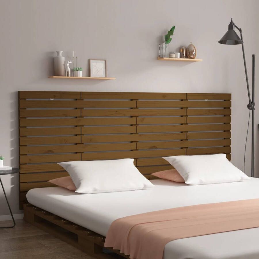 The Living Store Hoofdbord wandmontage 186x3x91-5 cm grenenhout honingbruin Bedonderdeel