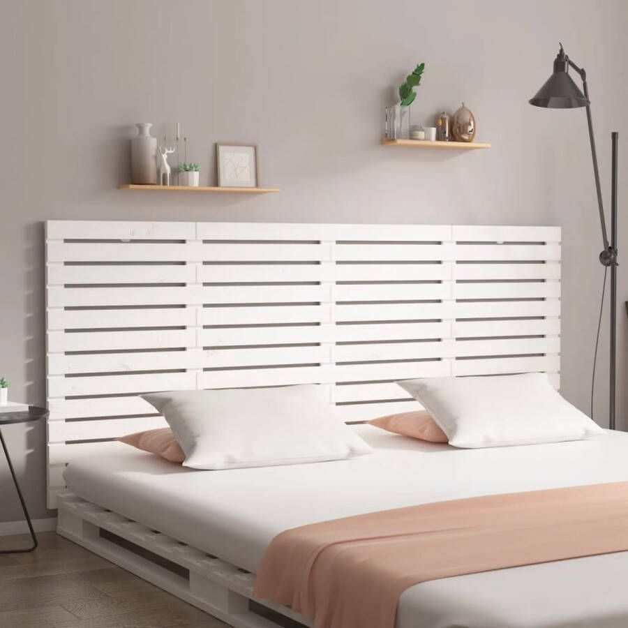 The Living Store Hoofdbord wandmontage 206x3x91-5 cm massief grenenhout wit Bedonderdeel